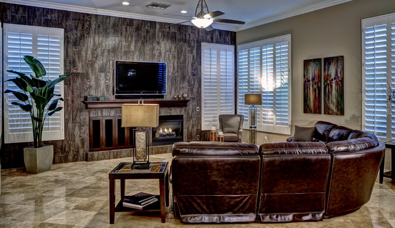 Plantation Shutters In A Bluff City Living Room.